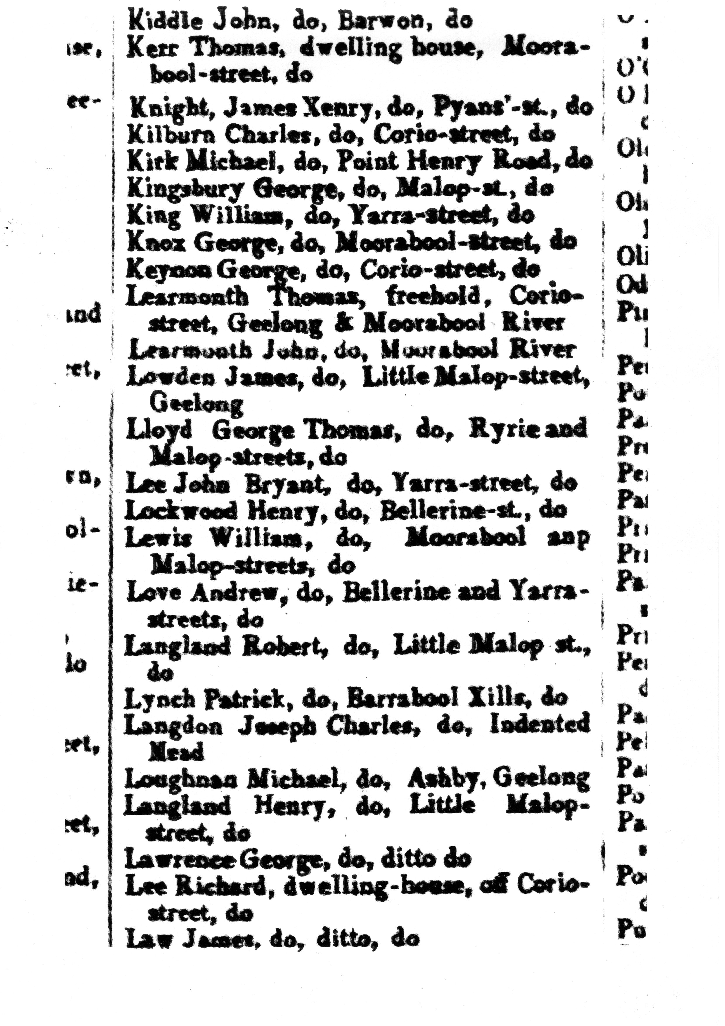 [1850 Electoral Roll of Geelong]